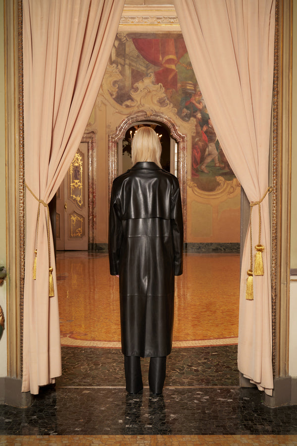 KEINxDESA Unisex Leather Trench Coat