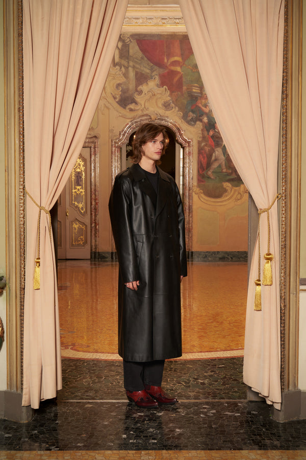 KEINxDESA Unisex Leather Trench Coat