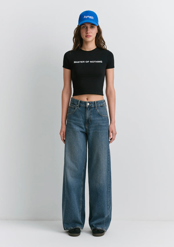 Master Of Nothing Printed Black Crop Top