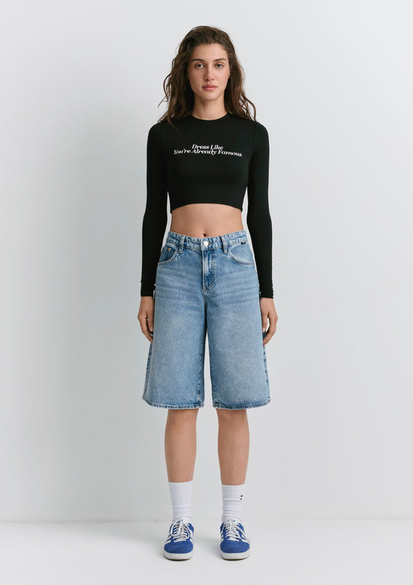 Dress Like Printed Black Crop Top