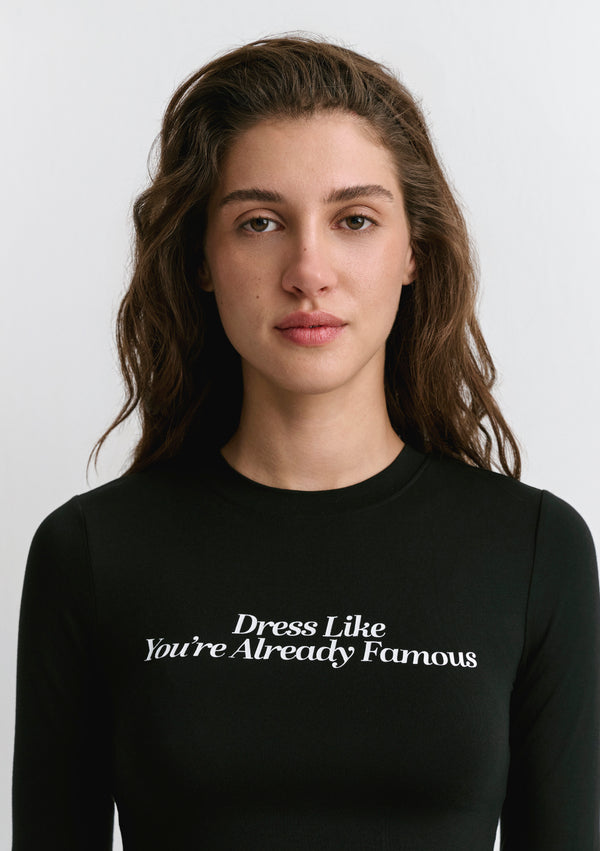 Dress Like Printed Black Crop Top