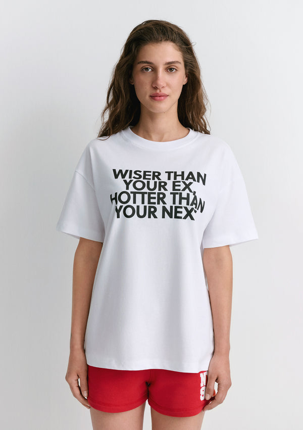 Wiser Than Your Ex Printed White T-Shirt